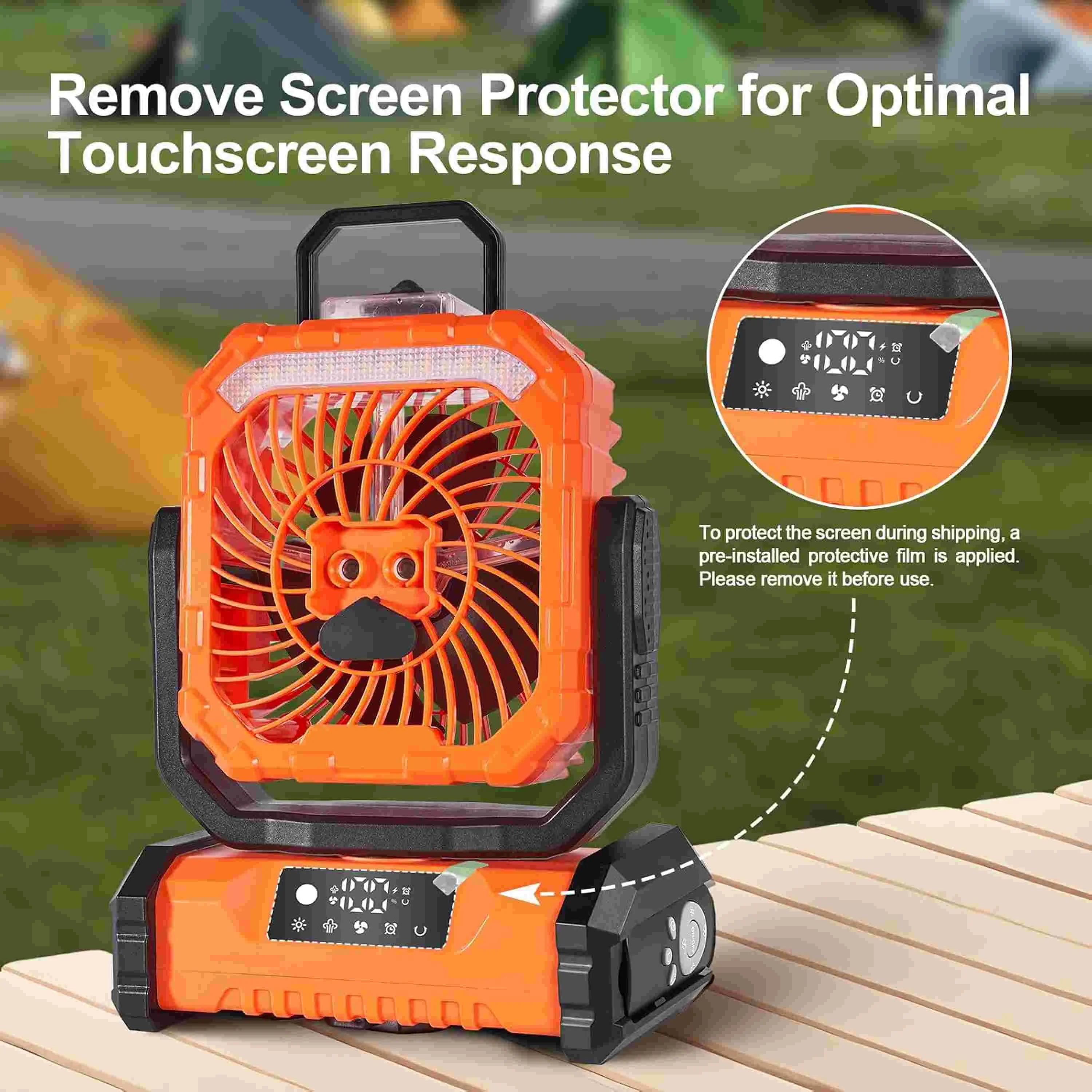 Gobortone Portable Mist Fan with Water Tank LED Light  Rechargeable 20000Mah Power Bank  Outdoor Air Cooling Stand Camping Fan