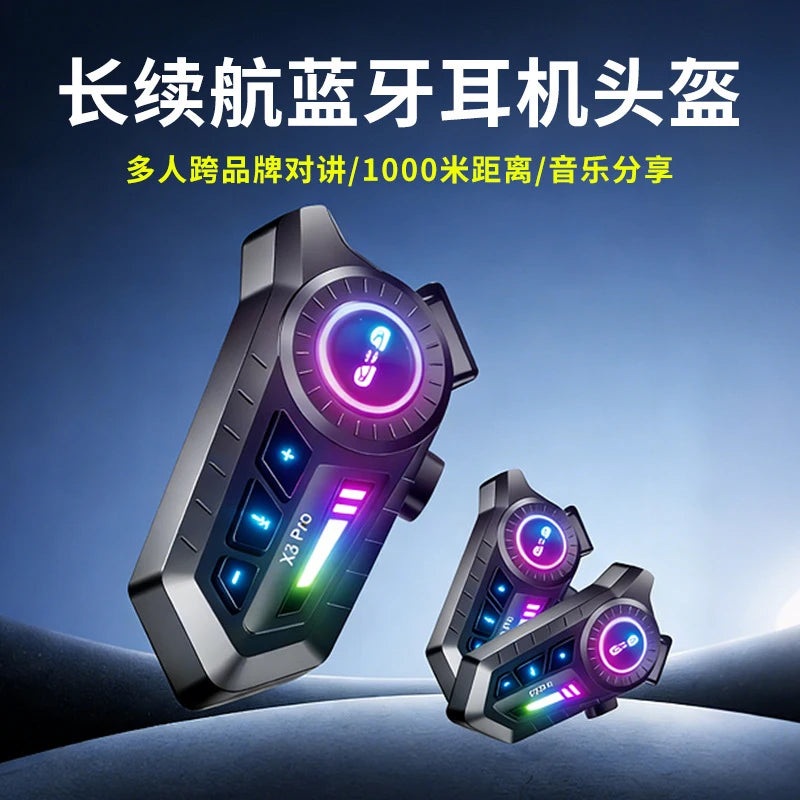 -border exclusive helmet headset X3PRO, multi-intercom, waterproof, mixed sound motorcycle riding headset