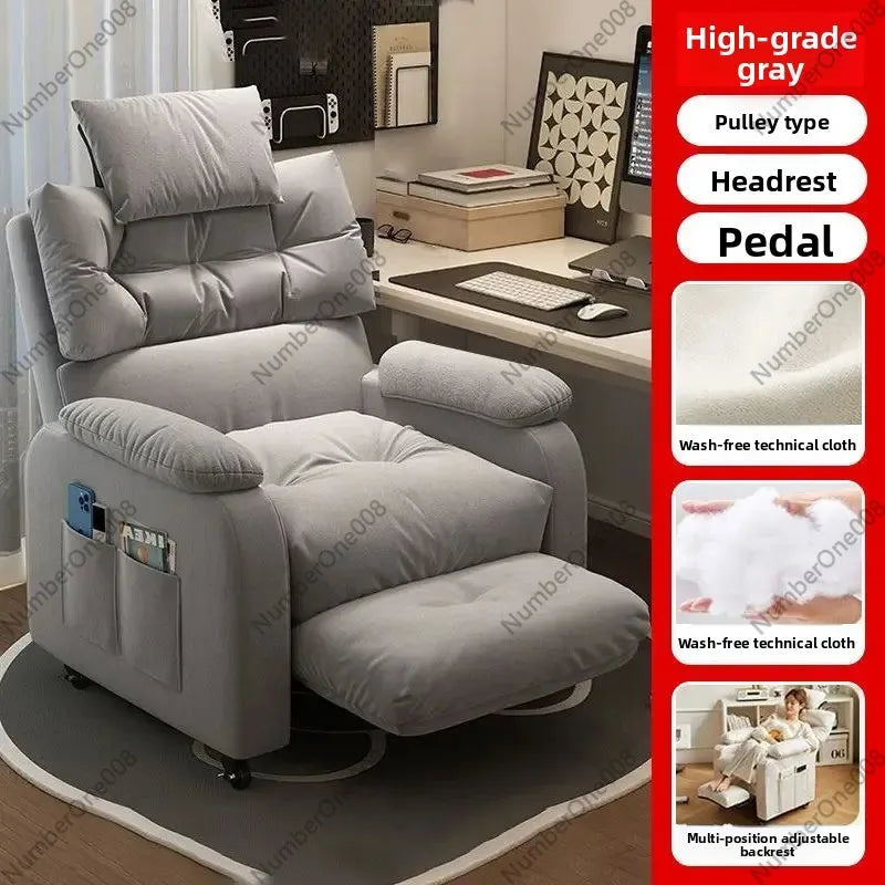 E-sports Gaming Chair with Footrest Pedals, Adjustable Reclining Sofa Seat for Home Office Computer Desk