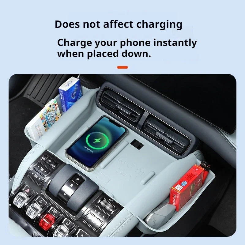 IOSN For BYD Leopard 5 Denza B5 Specialized Wireless Charging Silicone Pad Center Console Storage Box Cup Mat Protective Pad Aut