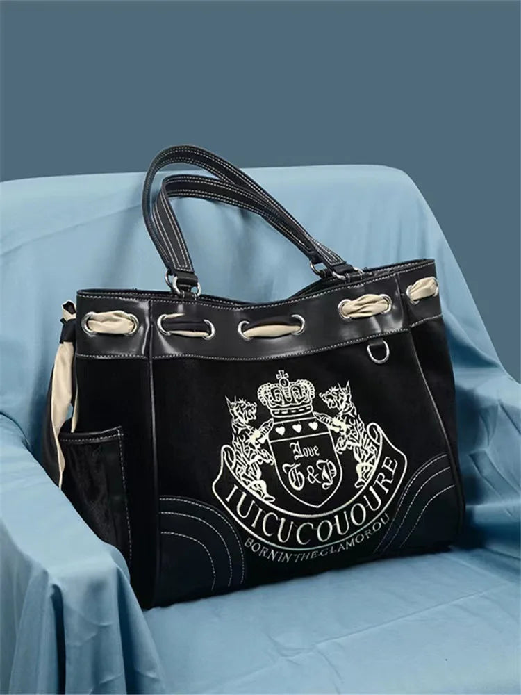Women Blue Pink Top-handle Bag Large Capacity Girls Y2k Denim Boston Bag Designer Crossbody Handbag Multi-pocket Tie-dyed Bags