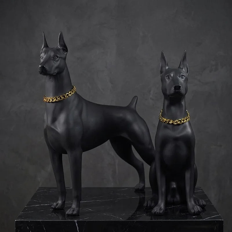Lifelike Doberman Dog Statue Sculpture Ornaments Floor Standing Living Room Decoration High End Office Display Resin Sculptures