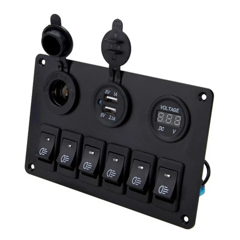 12 24V 6 Gang Car Boat Circuit Board Voltage Display Switch Control Panel Switch Panel Waterproof Switch Panel