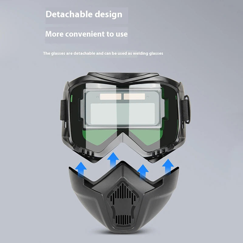 Electric welding head mounted protective mask, high-definition lens, automatic variable light full face welding helmet