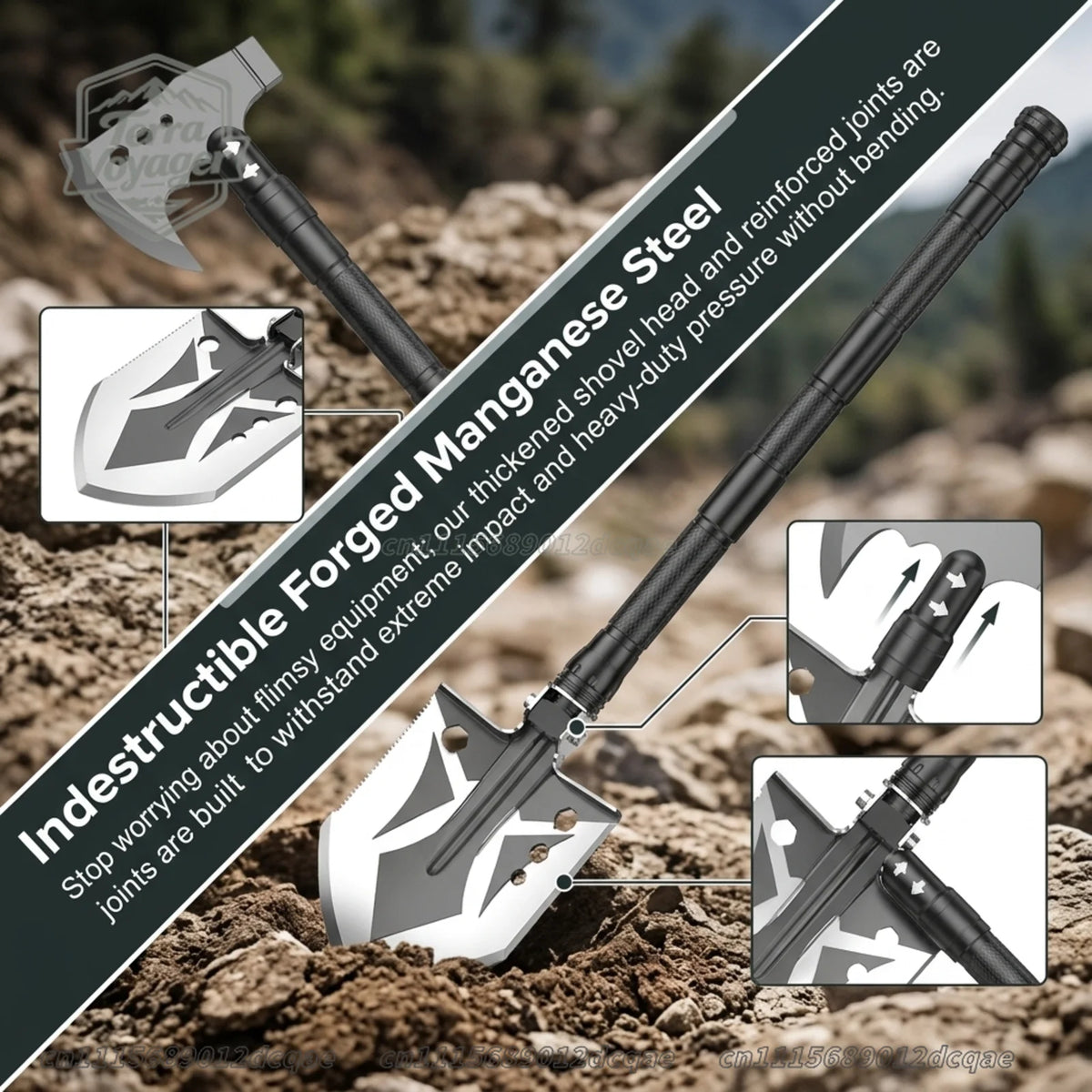 High Performance Survival Shovel and Tactical Axe Multitool Set 11-in-1 Heavy Duty Camping Gear Kit with Folding Shovel Hatchet