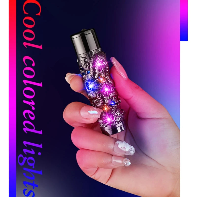 Metal Relief Lantern Inflatable Lighter Portable Windproof Butane Turbine Torch Jet Blue Flame Cigar Tool Fashionable Men's Gift