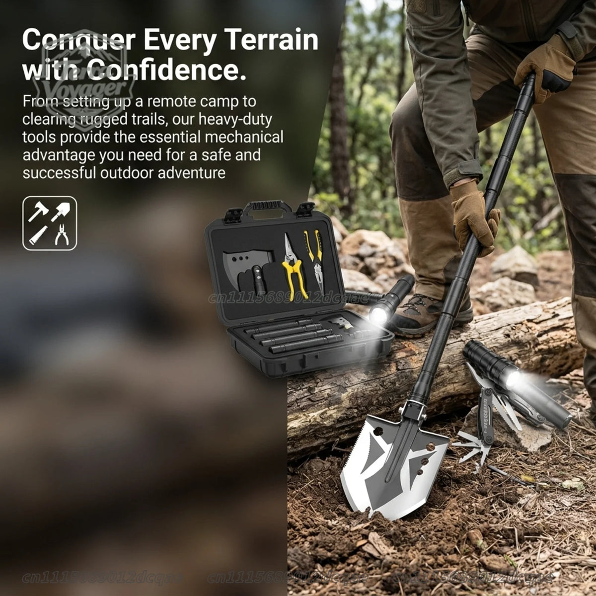 High Performance Survival Shovel and Tactical Axe Multitool Set 11-in-1 Heavy Duty Camping Gear Kit with Folding Shovel Hatchet