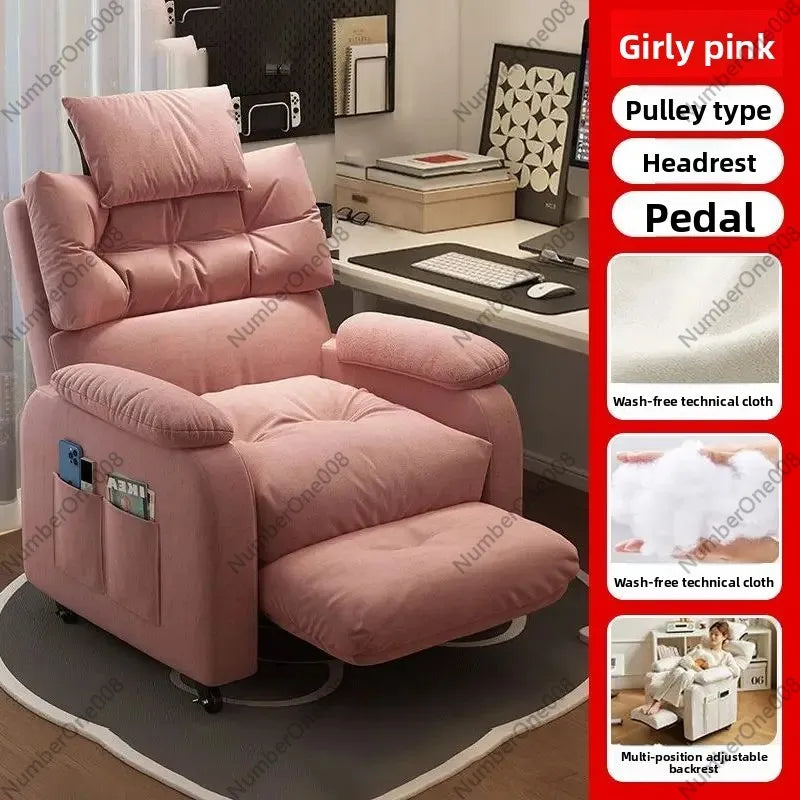 E-sports Gaming Chair with Footrest Pedals, Adjustable Reclining Sofa Seat for Home Office Computer Desk
