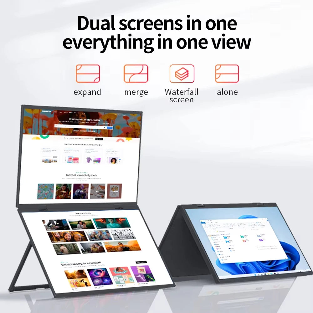 15.6" 120Hz Dual Touchscreen Portable Monitor 1080P FHD With 360° Flip External Screen For PC Laptop Mac Phone Xbox PS4/5 Switch
