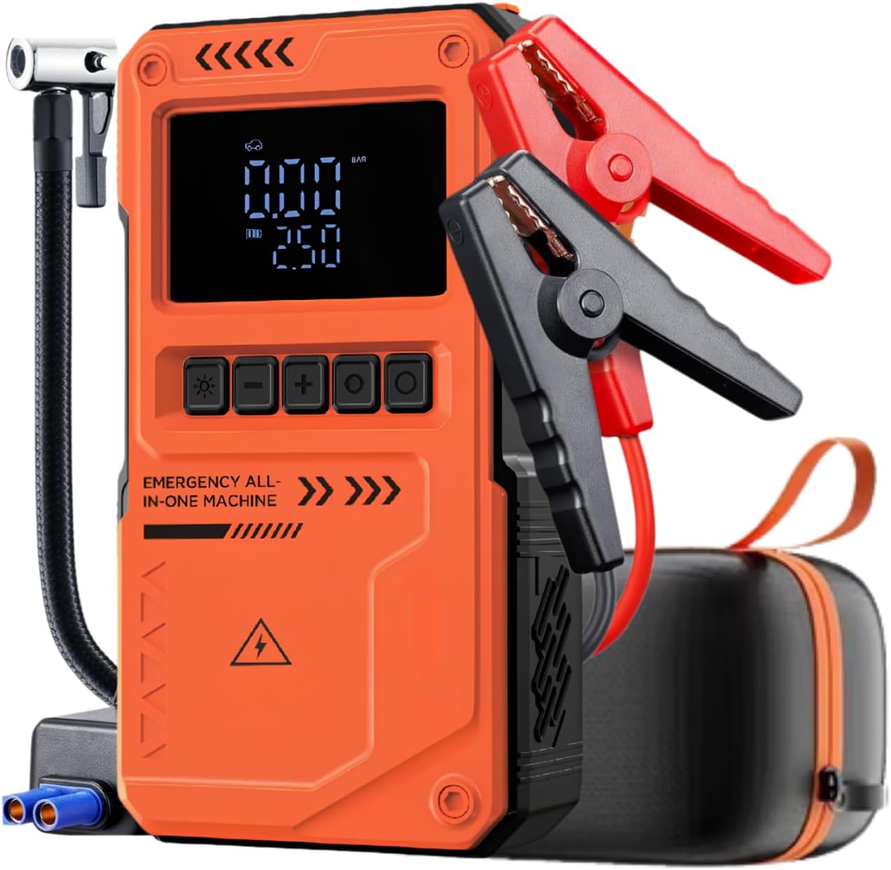 Auhma 10000mAh Jump Starter Akü Takviye Cihazı - 150 PSI Lastik Şişirme Hava Pompası, Taşınabilir Powerbank ve LED Fenerli Çok Amaçlı Araç Kiti (Turuncu)