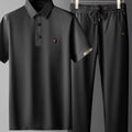 Black Summer Men's Quick-Drying Polo and Trousers Set