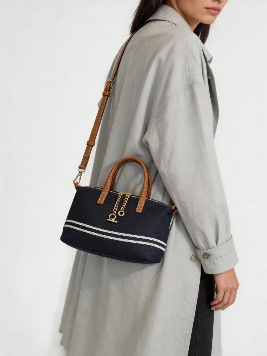 Canvas Leather Trim Mini Tote – Convertible Crossbody Bag