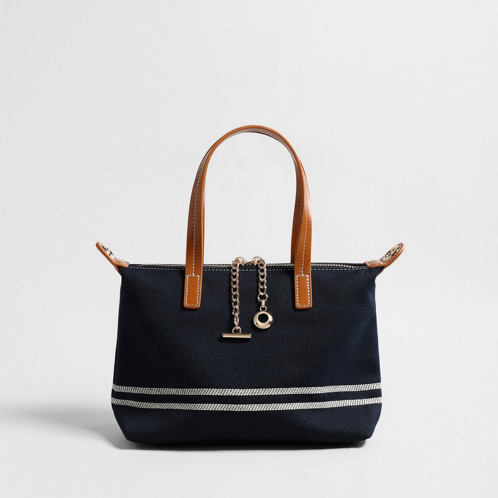 Canvas Leather Trim Mini Tote – Convertible Crossbody Bag