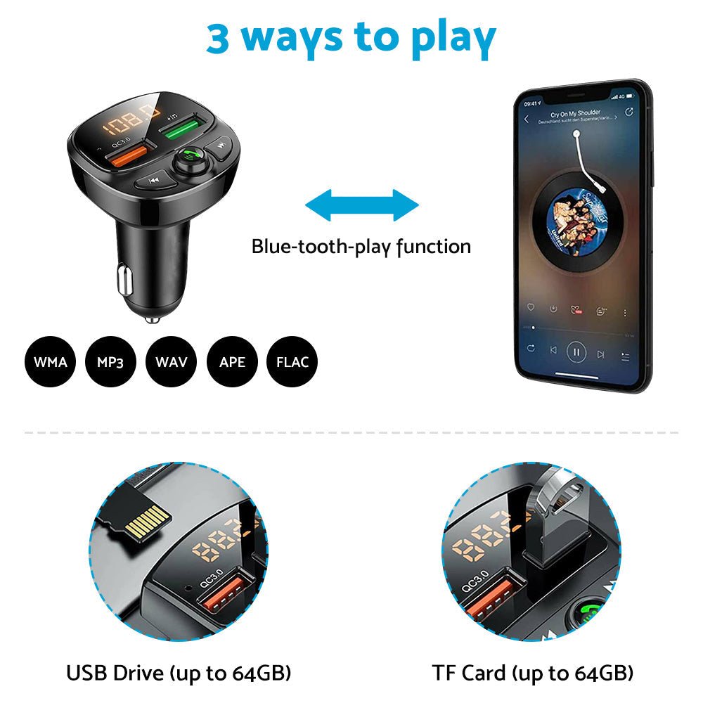 Car Phone Charger FM Transmitter Suitable for iPhone Samsung