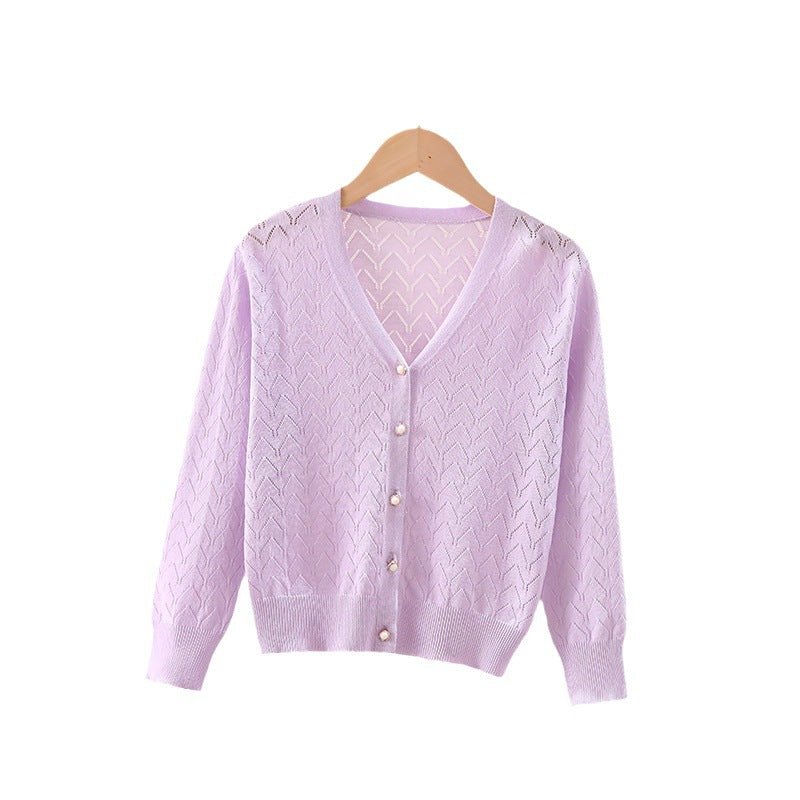 Children's Thin Knitted Cardigan UV Jacket for Ages 5+