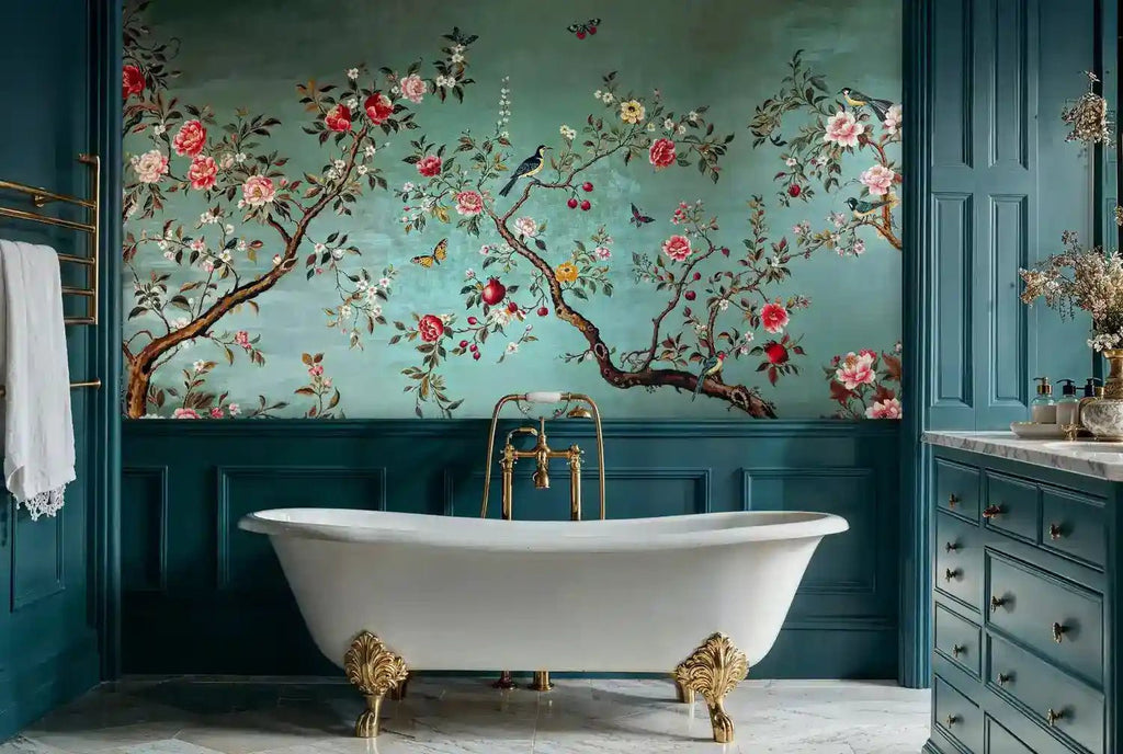 Chinoiserie Birds and Blooms Wall Mural