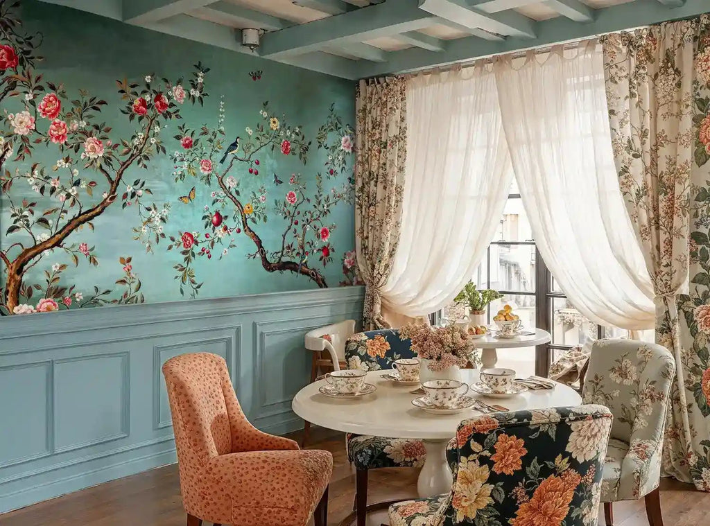 Chinoiserie Birds and Blooms Wall Mural