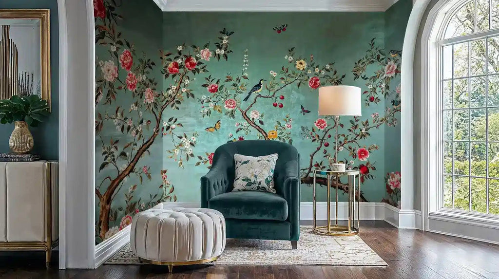 Chinoiserie Birds and Blooms Wall Mural