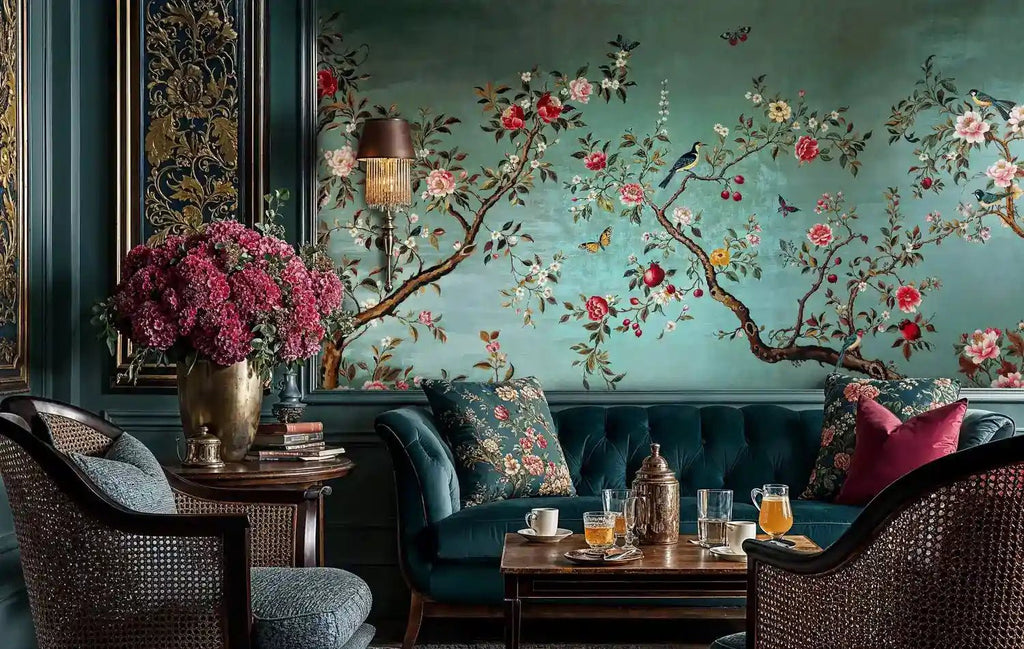 Chinoiserie Birds and Blooms Wall Mural