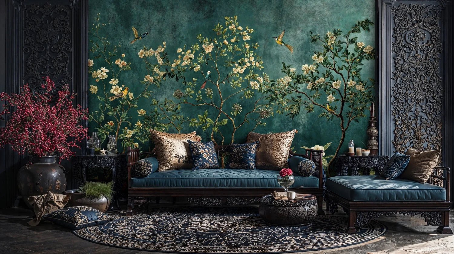 Chinoiserie Birds and Blossoms Wall Mural
