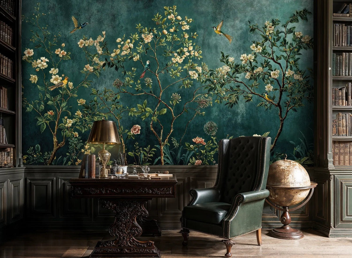 Chinoiserie Birds and Blossoms Wall Mural