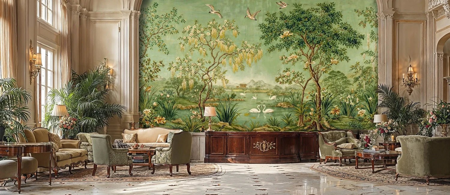 Chinoiserie Swan Garden Wall Mural