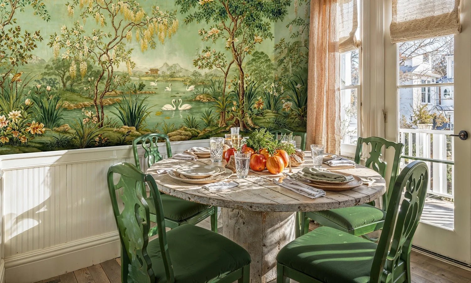 Chinoiserie Swan Garden Wall Mural