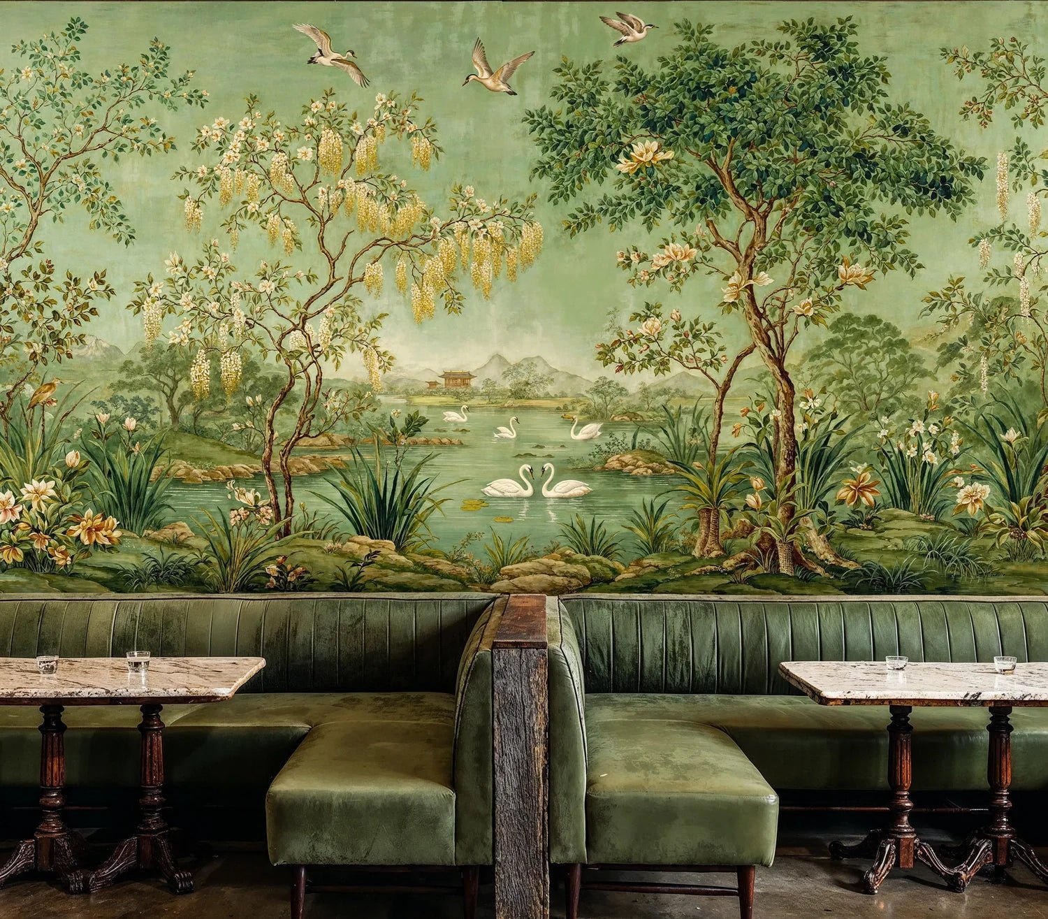 Chinoiserie Swan Garden Wall Mural