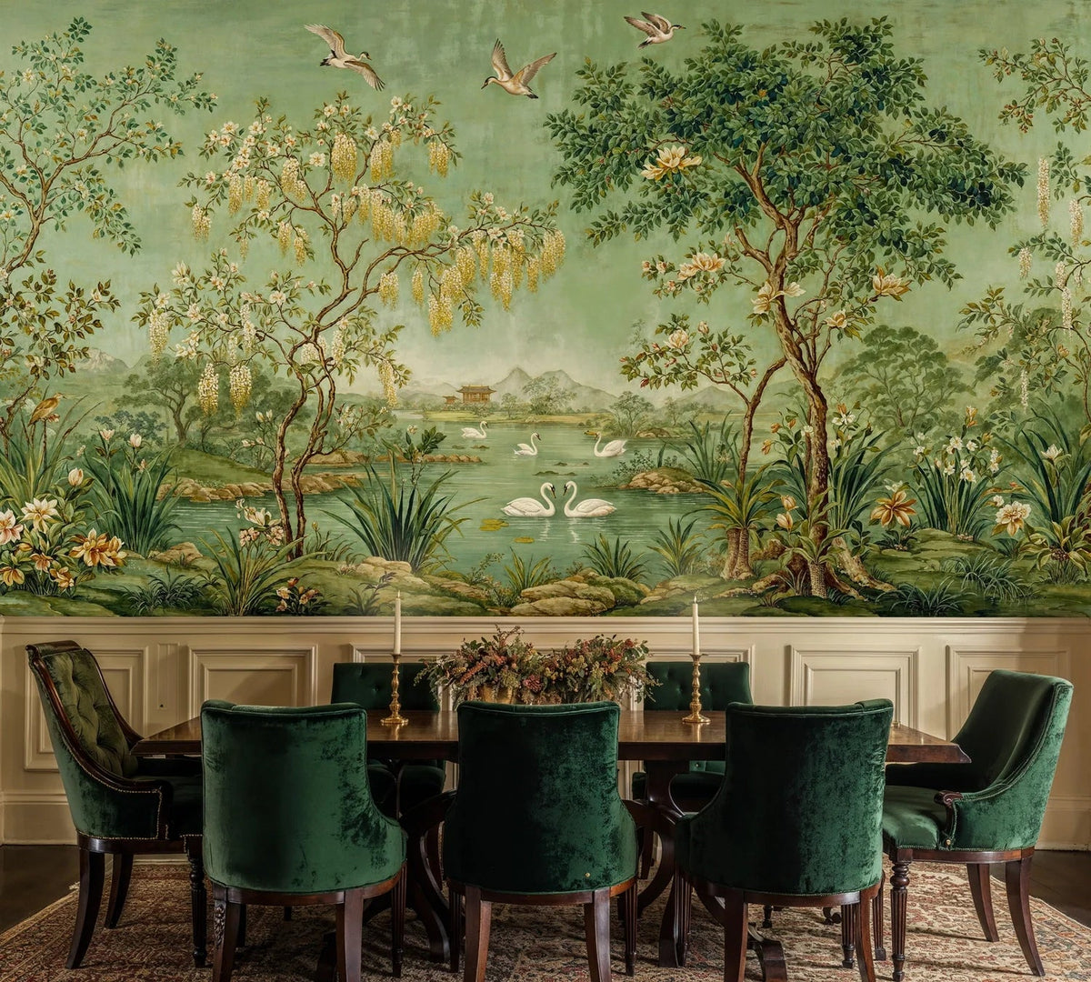 Chinoiserie Swan Garden Wall Mural