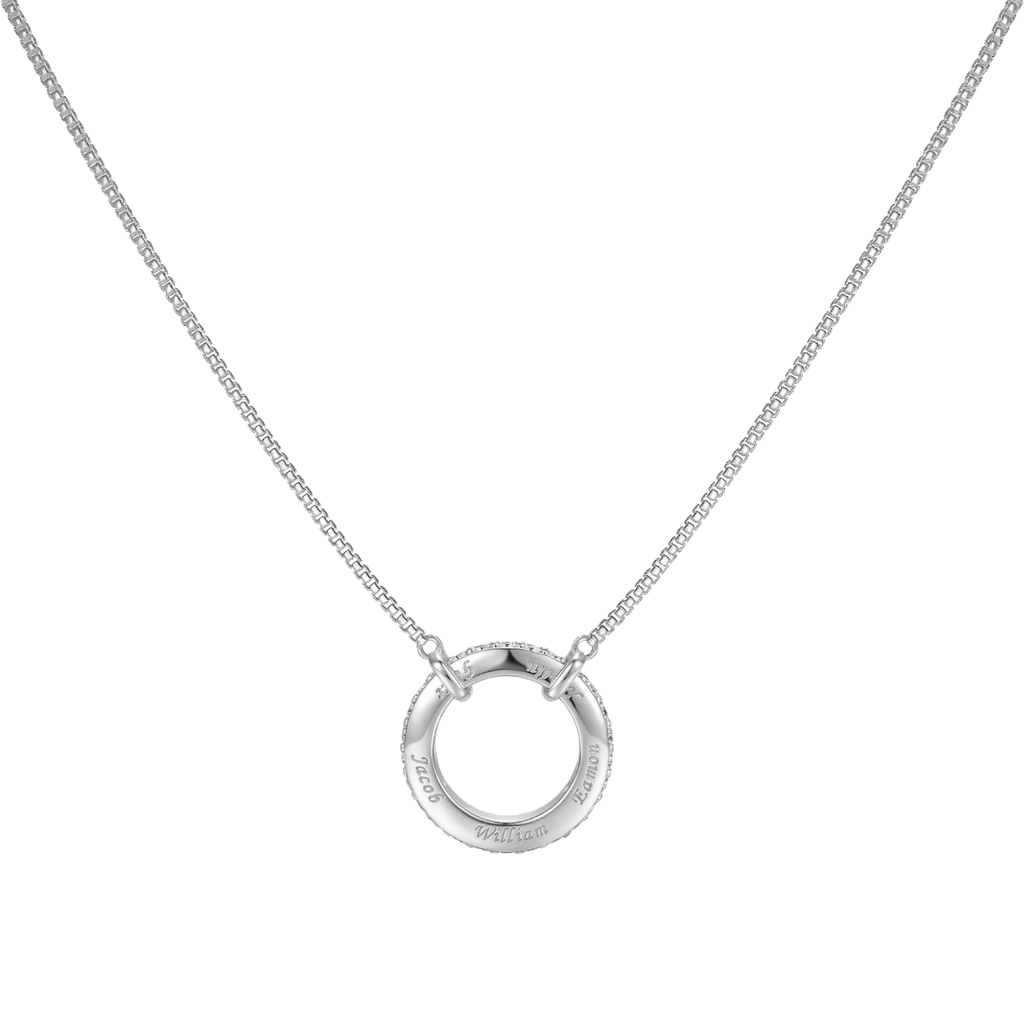 Circle of Love-March Birthstone Family Engraving Necklace