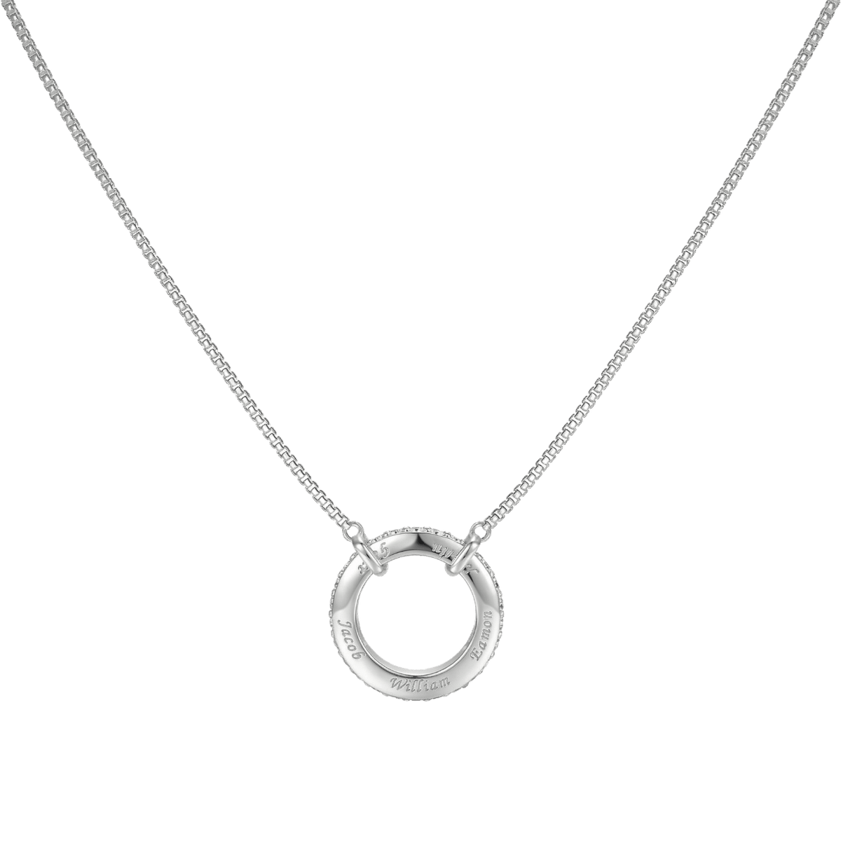 Circle of Love-March Birthstone Family Engraving Necklace
