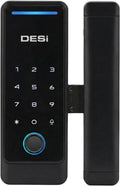 Desi QuiC Q006 Akıllı Kilit Cam Kapılar İçin, Parmak İzi, Şifre, Kart Okuyucu, iOS/Android Uyumlu, Siyah