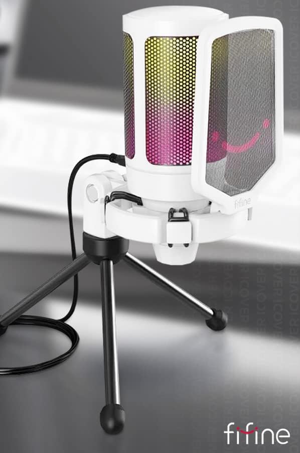 Fifine Ampligame A6V Yayıncı - Oyuncu - Gamer - Podcast - Youtuber RGB USB Mikrofon (Mavi)