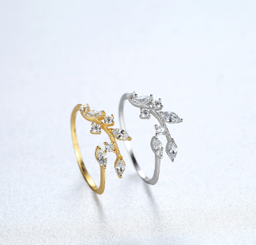Fresh Flower Adjustable Zircon Ring for Women