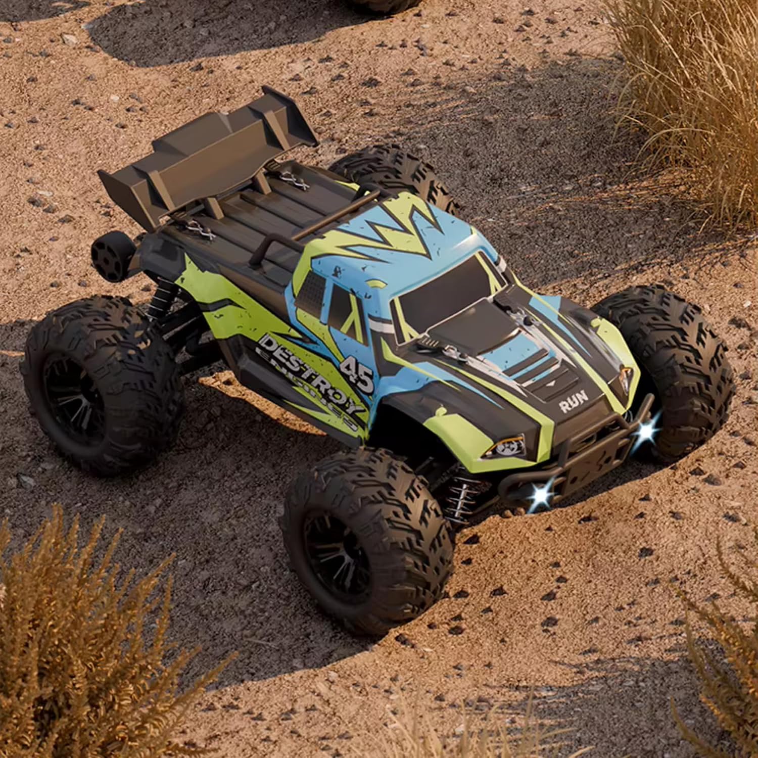 Giffy/Oyuncak 2.4 GhZ Uzaktan Kumandalı 50 Km Hız Yapan Araba, Full Fonksiyon, 4X4 Offroad Arazi Aracı 1300 MaH Şarjlı Pilli Yüksek Teker Araç