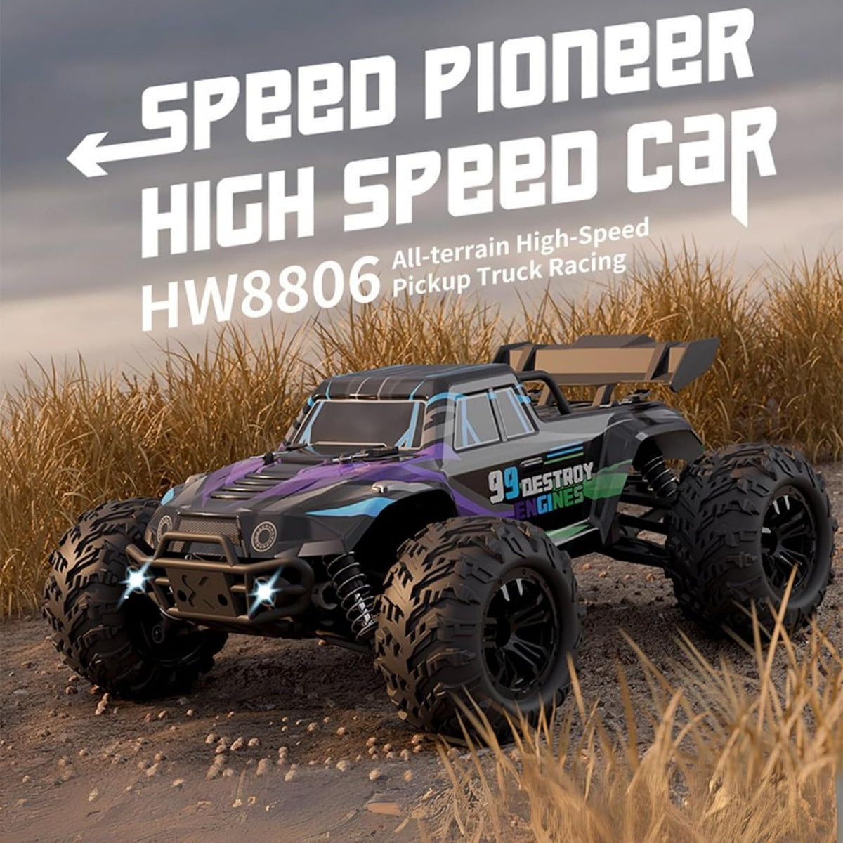 Giffy/Oyuncak 2.4 GhZ Uzaktan Kumandalı 50 Km Hız Yapan Araba, Full Fonksiyon, 4X4 Offroad Arazi Aracı 1300 MaH Şarjlı Pilli Yüksek Teker Araç