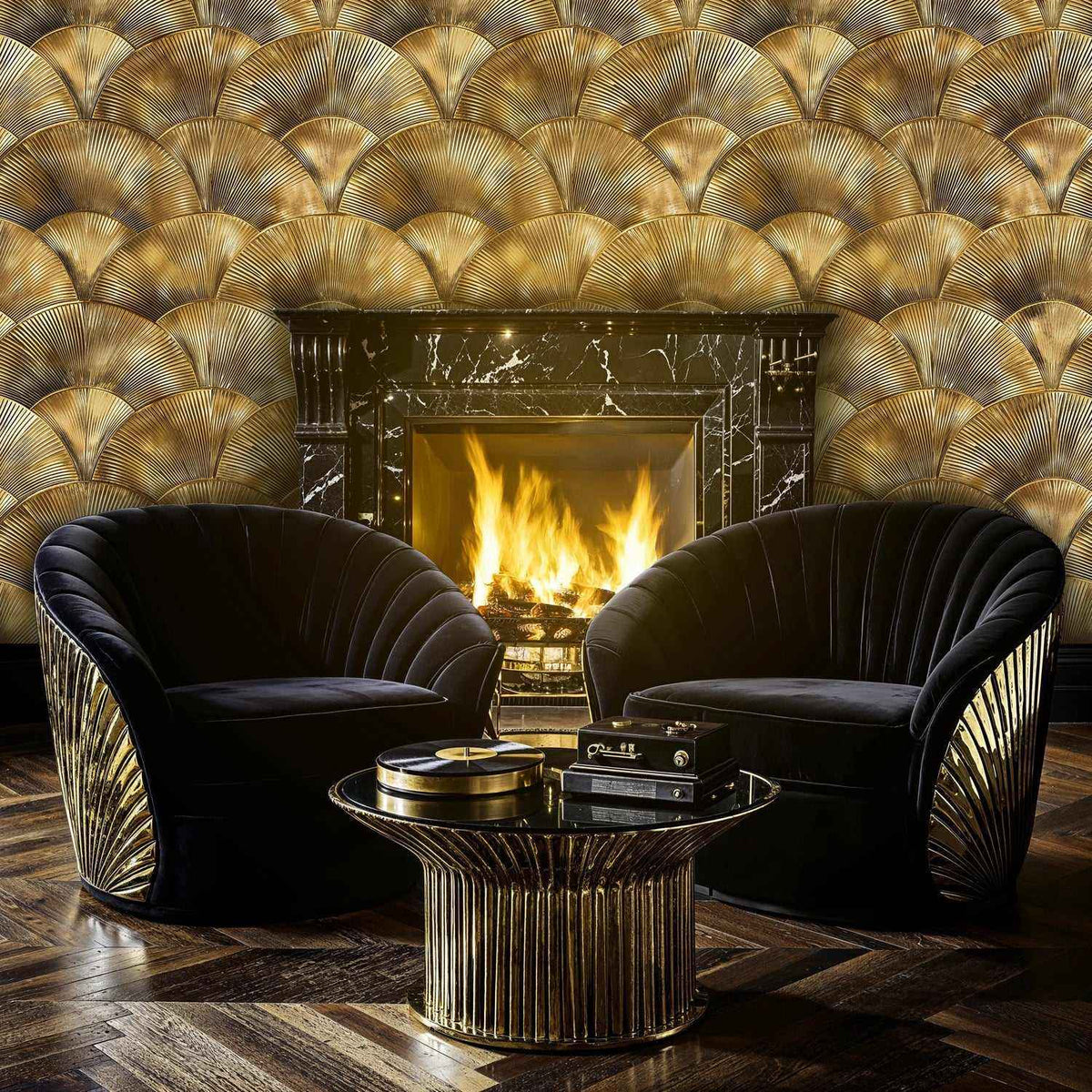 Gold Art Deco Wallpaper