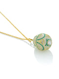 Gold & Light Blue Egg Pendant Necklace