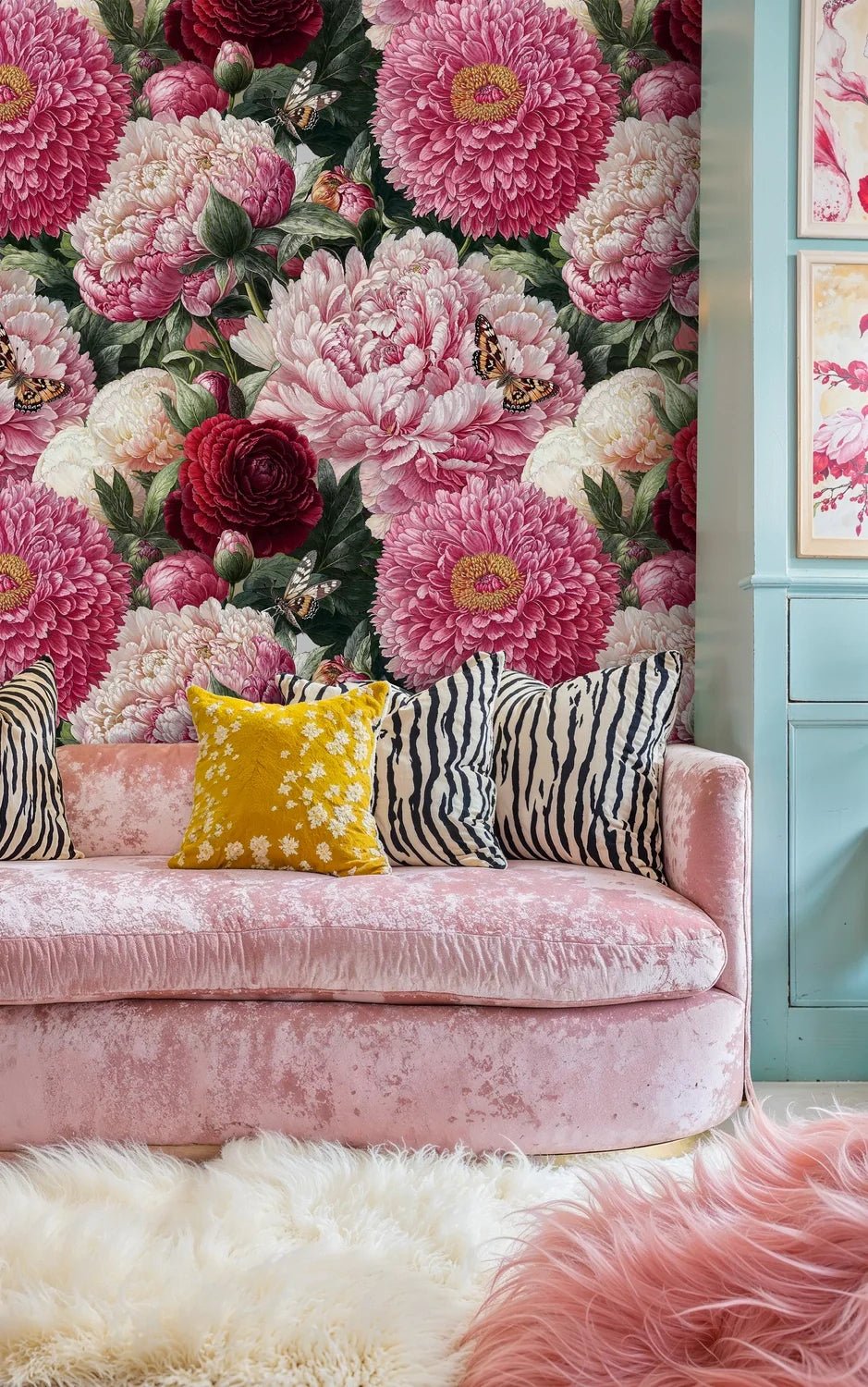 Grand Peony Garden with Butterflies Wallpaper