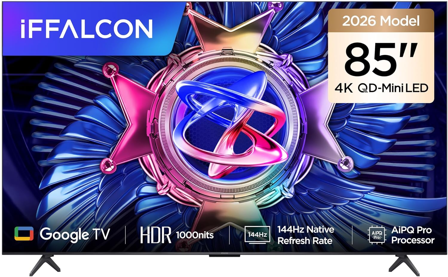 iFFALCON 85U95A 85 İnç Smart TV 4K QD-Mini LED Yüksek Parlaklık HDR 10+ Gaming Google TV, 144Hz Doğal Yenileme Hızı, ONKYO 2.1 Hi-Fi, Dolby Vision Atmos, MEMC, AI Modu, Game Master (2026 Modeli)