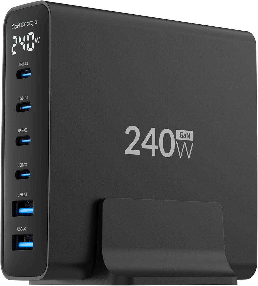 Juo 240W GaN PD 3.1 Masaüstü Hızlı Şarj Cihazı 4 Type-C + 2 USB-A iPhone & MacBook & Laptop Uyumlu Şarj Aleti
