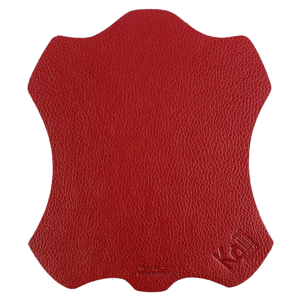 K0001VB | Mouse Pad Made in Italy Full grain genuine leather, dollar grain - Red color - Size: 20 x 23 cm - Package: Tnt tubular bag