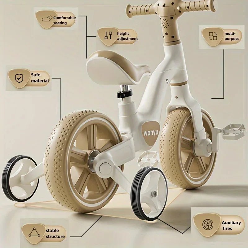 Kids Balance Trike with Training Wheels (2-in-1)