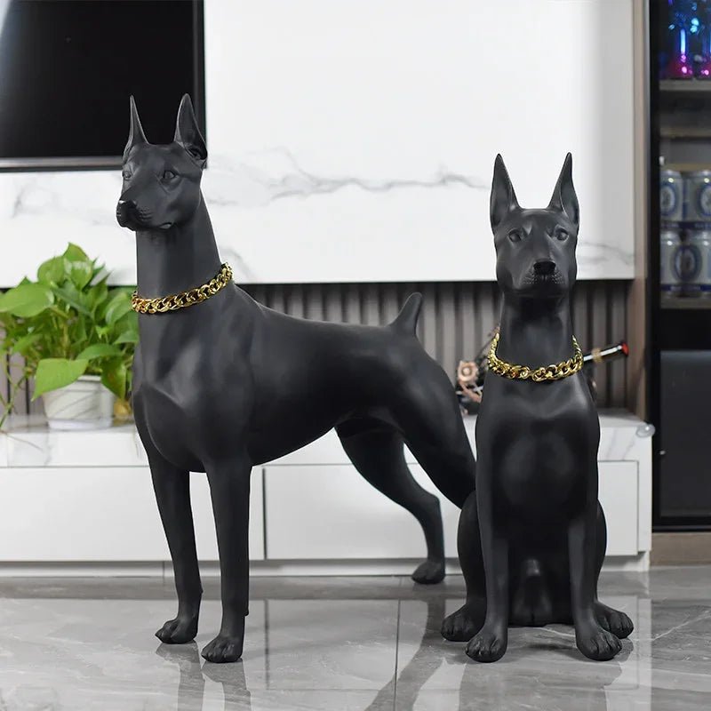 Lifelike Doberman Dog Statue Sculpture Ornaments Floor Standing Living Room Decoration High End Office Display Resin Sculptures