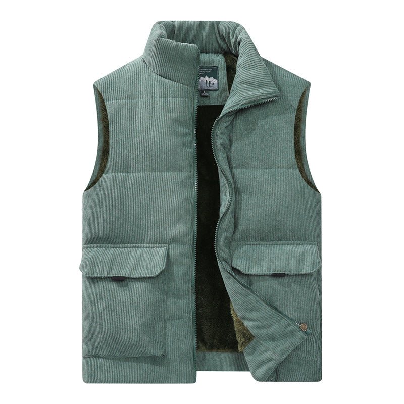 Men's Corduroy Vest with Pockets and Thick Lining