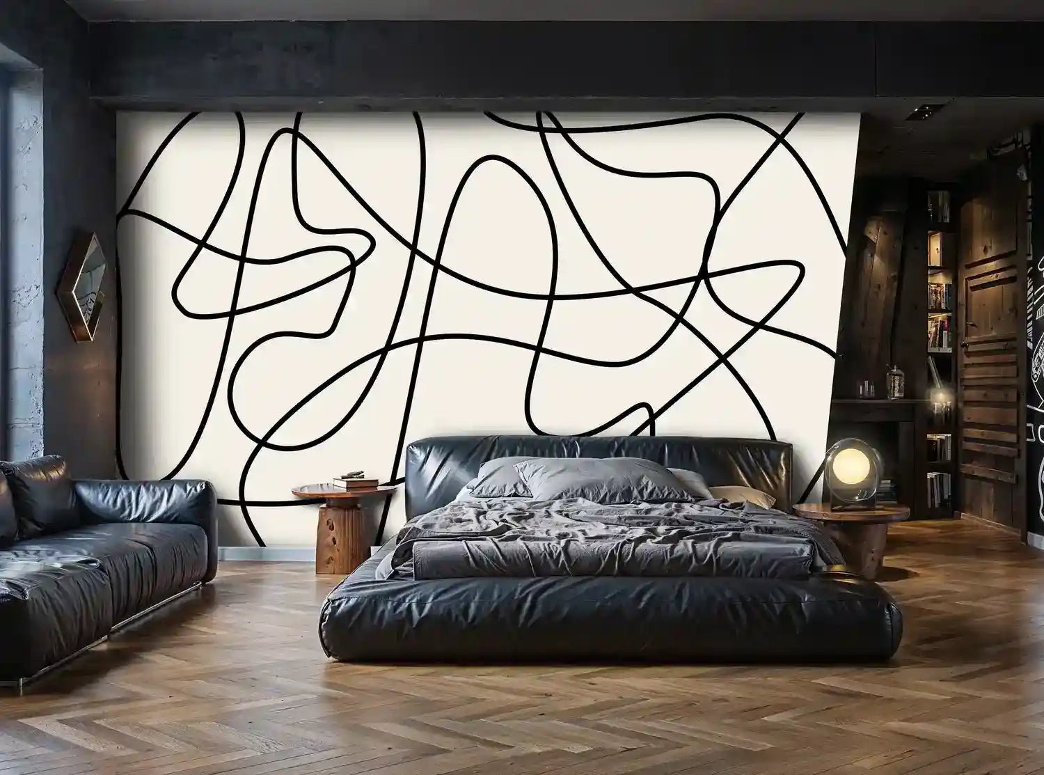 Modern Abstract Line Art Wallpaper