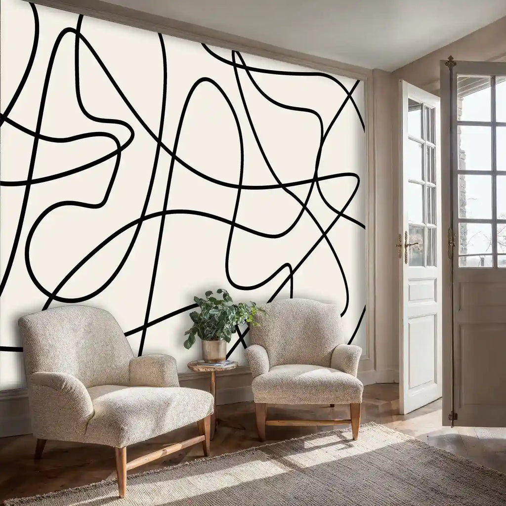 Modern Abstract Line Art Wallpaper