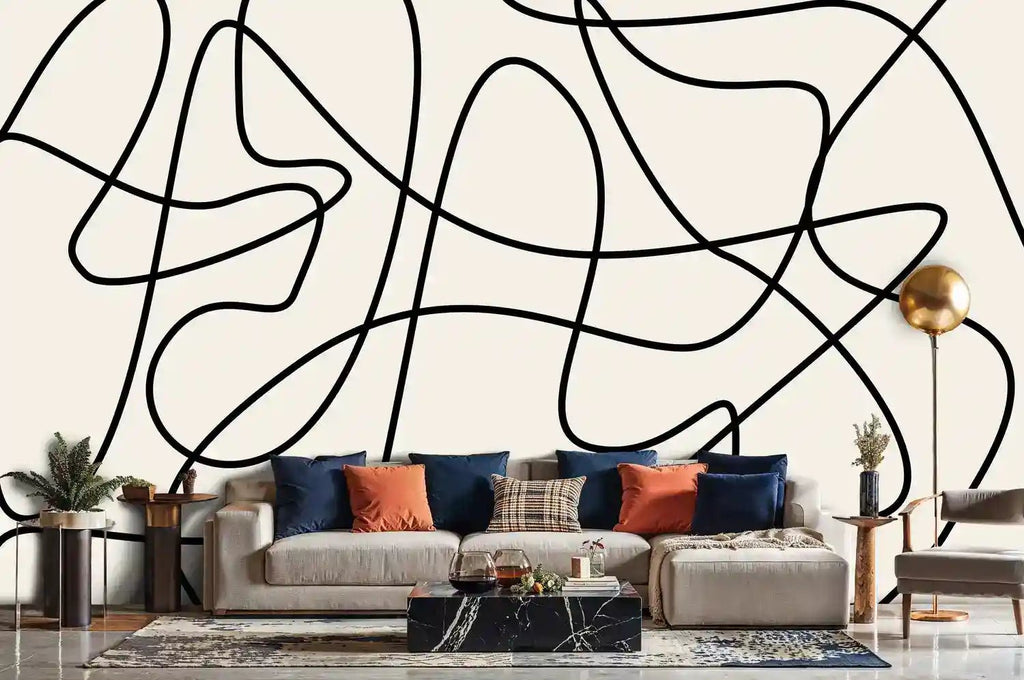 Modern Abstract Line Art Wallpaper