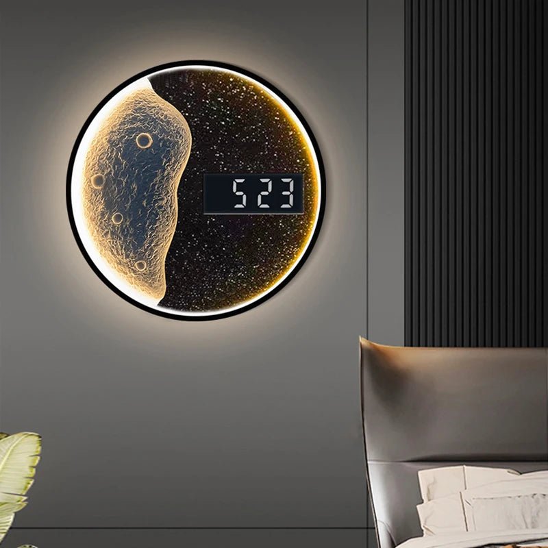 Modern Moon Wall Lamp For Living Room Bedroom Children's Room Sofa Round Background Lighting Creativity Decor Clock Wall Lamp