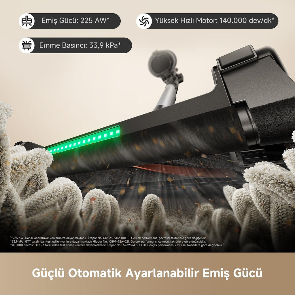 MOVA G70 Complete Kablosuz Dikey Süpürge, 225 AW Yüksek Emiş Gücü, Akıllı Otomatik Güç Ayarı, Anti-Tangle Dolaşma Karşıtı Fırça, Çok Amaçlı Ev ve Evcil Hayvan Süpürgesi, 3 Yıl Garanti